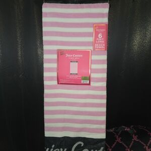 Juicy Couture Pink and White Striped Towel